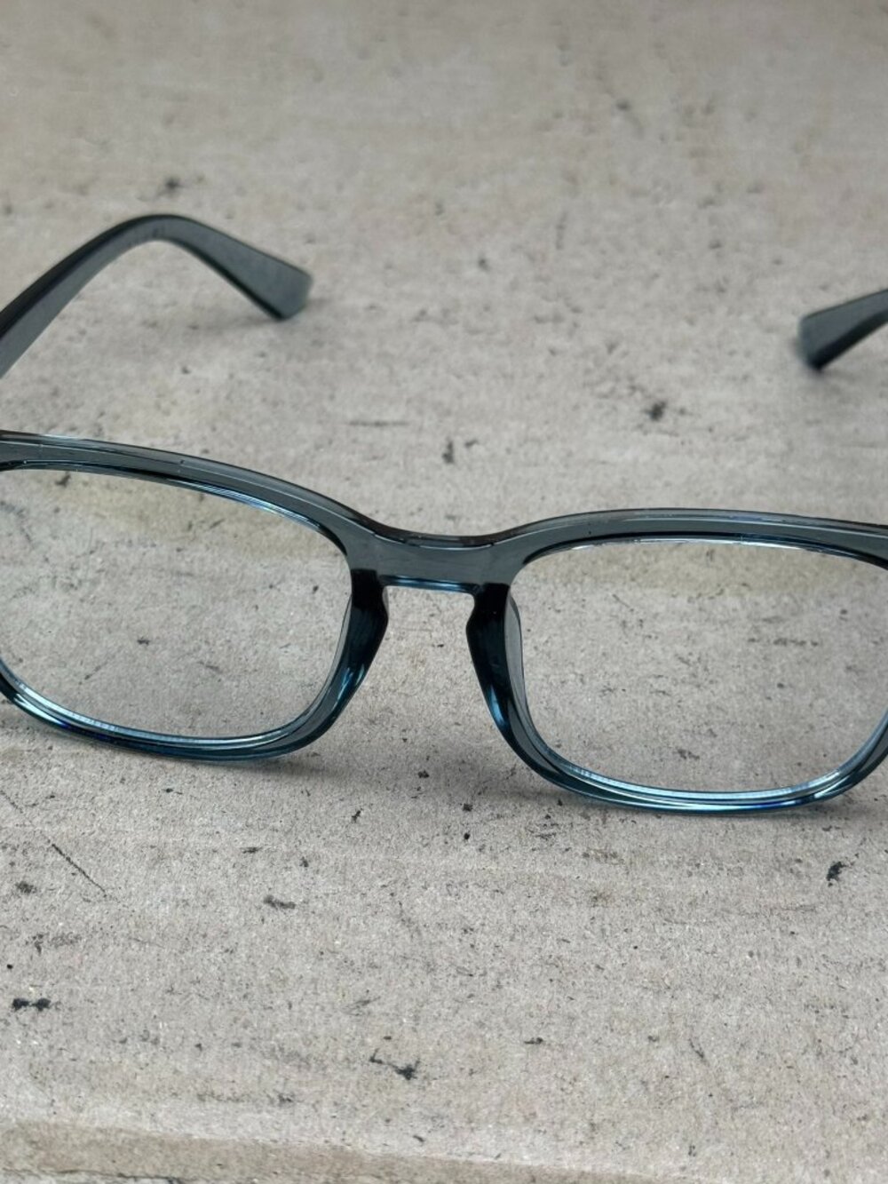 Clear grey Rectangular Eyeglasses 53-15-140 scratches damage on lens frame only
